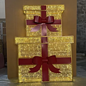 商业3D圣诞LED礼品盒装饰灯，户外IP65防水，适用于商场展示