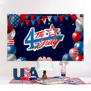 3FT*5FT with 4 Grommets USA Party Independence Day 4th of July Decorations Banner