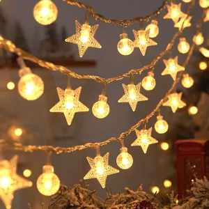 3M 20LED Pearlescent Star Bubble String Light Warm White 3AA Battery Operated Christmas Fairy Light 2 Modes Wedding Novelty Lamp