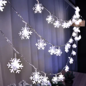 3M LED String Lights Snowflake Fairy Garland Battery Operated Christmas New Year Valentine’s Day Decorations Made Plastic