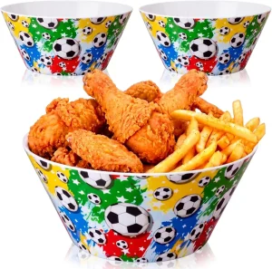 3Pcs 10×4.3Inch Large Softball Serving Reusable Snack Bowls for Game Day Party Tailgating Sports Events