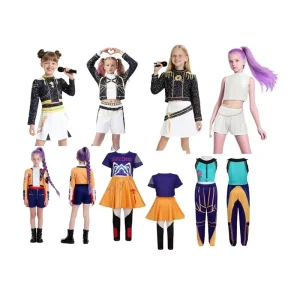 3d Print Cosplay Costume Girls Anime Demon Hunter Dress Kids Pop Singer Play Role Costumes