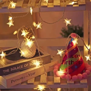 3m Star Shape Warm White LED Light String Indoor Festive Decorative Lights IP20 Rating for Christmas Parties