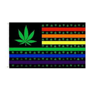 3x5ft Blunt Leaf Rasta Reggae Flag Custom Flag Banner Metal Grommets Digital Printing