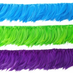 4-8″ Fly Tying Fishing Carnival Feather White and Dyed Natural Rooster Neck Hackle Feather Strung