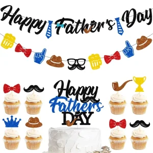 4-Piece Paper Father’s Day Theme Festive Party Banners with Happy Father’s Day Design