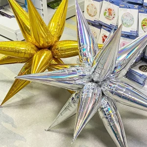 40″ 4D Explosion Star Droplet Foil Balloons Magic Star Balloons for Wedding Party Festival Background Decoration