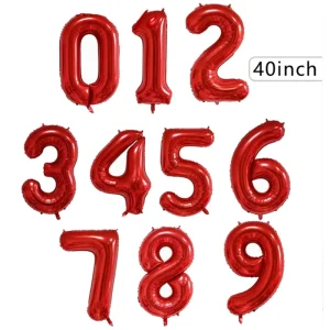 40 Inch Single Number Balloon Pink Foil Large Helium Balloons for Birthday Wedding Party Decorations