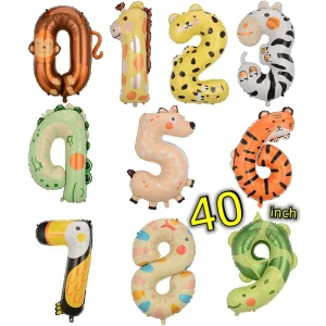 40 Inch Thick Numbering Animal Design 3 Color Thermal Transfer Printed Plastic Balloon for Christmas Party Decorations Adult Use