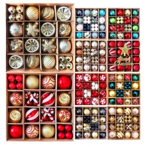 40-Piece 6 cm Christmas Tree Ornament Set, Red Green and Gold Christmas Balls