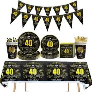 40th Birthday Disposable Tableware Set Holidays Occasions Paper Plate Christmas Valentine’s Day New Year’s Eve Easter Diwali