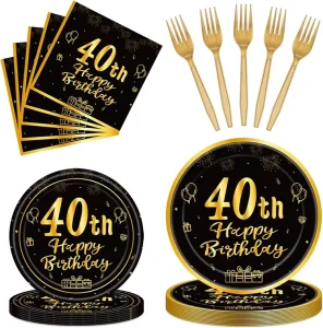 40th Birthday Party Supplies Vintage 40th Birthday Decorations 40th Theme Birthday Party Plate Napkin Tableware Party Supplies