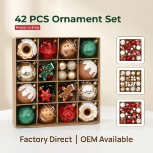 42pcs Christmas Ball Set Shatterproof Xmas Tree Ornaments for Holiday Party Decorations Home Decor