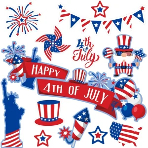 48pcs USA Map Statue Liberty Patriotic Paper Cut Outs Bulletin Board Cartoon Stickers for July 4th Independence Day Decor