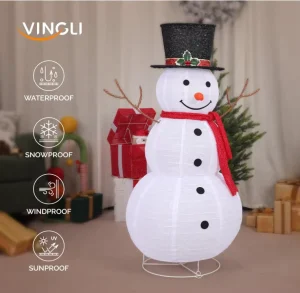 4FT IP67 Waterproof Rechargeable Snowman Outdoor Christmas Decorations 90 LED Lights Lighted Top Hat Holiday Ornaments for Yard