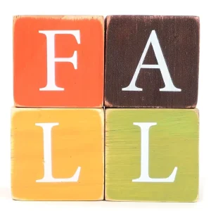 4PCS Seasonal Fall Decor Wooden Cubes with Bold White Letters for Harvest Festival and Wedding Accent