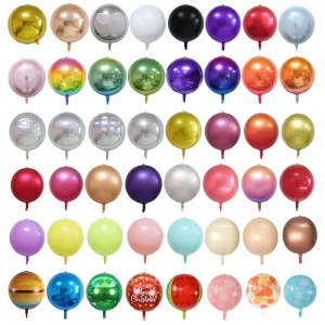 4d Sphere Gold Foil Balloon Christmas 22 Inch Multi Color Round Inflatable Globos Foil Balloon for Party Wedding Decoration