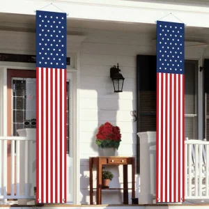 4th of July Household Outdoor Hanging Polypropylene American Flag Banners Patriotic Red White Blue
