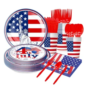 4th of July Paper Plates Patriotic Disposable Tableware for BBQs and Holiday Parties Stars and Stripes Party Supplies