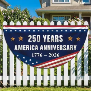 4th of July Pleated Fan Flag Patriotic USA Half Banner Polyester Bunting for Outdoor Independence Day Party Decoration