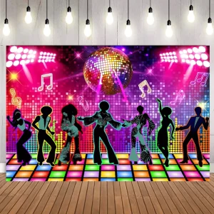 5*3ft 7x5ft Disco Music Dance Party Decorations Wall Backdrop DIY Neon Background Party Birthday Disco Decoration Backdrop
