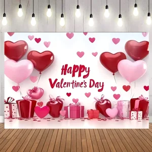 5*3ft Valentine’s Day Love Heart Banner Backdrop for Party, Wedding, and Proposal