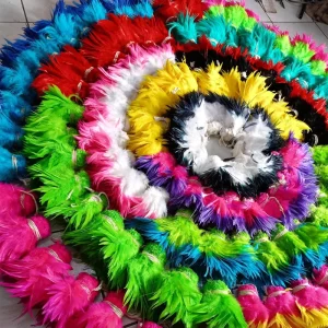 5-6″ Bi Color Rooster Saddle Feathers Strung Hackle Plumes Fringes for Fly Tying Carnival Samba Costume Decorations