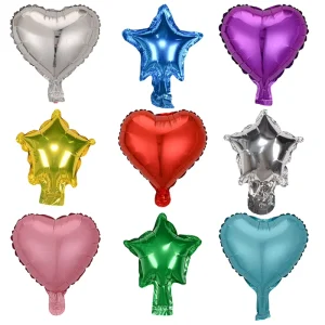 5 Inch Heart Shaped Pentagram Aluminum Film Balloons Peach Heart Star Foil Balloons for Birthday Wedding Party