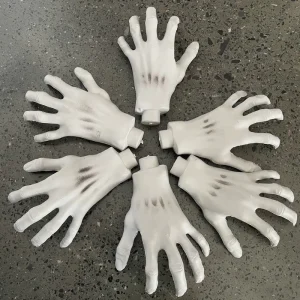 5 Pack Life Size Severed Plastic Skeleton Hand Props for Halloween Haunted House and Graveyard Decor