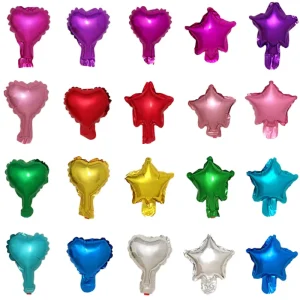 5 inch Solid color Aluminum Foil Cartoon Heart and Five pointed Star Balloons for Mall Events Birthday Parties Wedding Decor