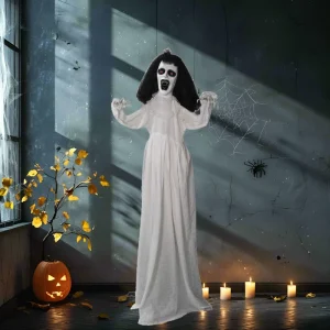 5.5 ft Life Size Standing Bride Animatronics for Halloween Spooky Indoor & Outdoor Party Wall Decoration Prop