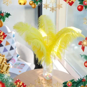 50 55cm Yellow Ostrich Feathers Drabs Decoration For Carnival Costumes Table Decoration Dyed Colour Ostrich Feathers For Wedding