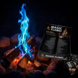 50 Bags Blue Magical Flames Fire Color Changing Packets with CE and MSDS Certificate for Outside Camping Backyard Bonfire