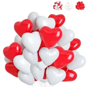 50 Pcs Thick Red White Heart shaped Latex Balloons 10 Inch for Engagement Wedding Valentine Birthday Party Decorations