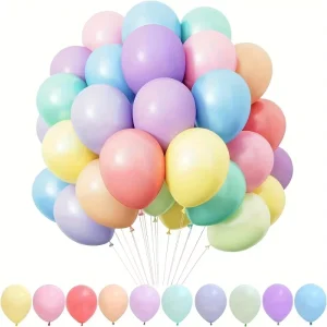 50 Soft Macaron Balloons in Various Colors Suitable for Festive Birthday Rainbow Parties Showers Arches and Christmas Decor