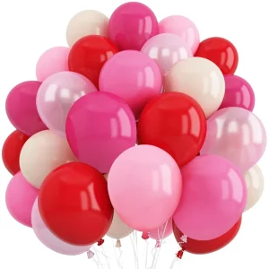 50pcs Pink and Red Balloon Set 12inch Light Peach White Latex Balloon Valentine’s Day Birthday Wedding Anniversary Party Decor
