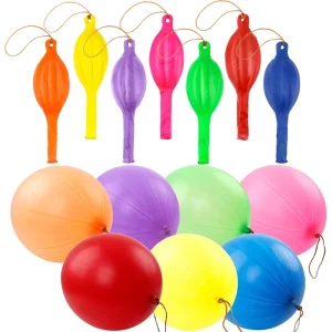 50pcs Punch Balloons Assorted Color Favors for Kids Bounce Latex Balloons with Rubber Band Handle for Party Decoration