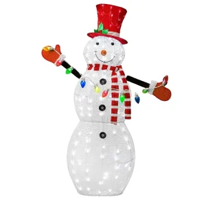 52-Inch 105L/115L LED Christmas Snowman 3D Sculpture Lights Outdoor Glitter Decor for Home & Holiday Shape Lights