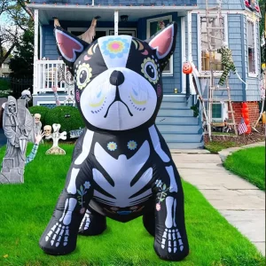 5FT Halloween Inflatable Skeleton Dog LED Yard and Garden Decoration
