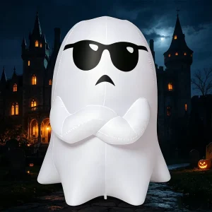 5FT Halloween Inflatables White Cool Ghost Blow Up Outdoor Halloween Decorations Yard for Garden Lawn Indoor Party Decoration