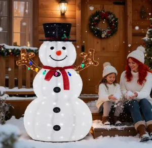 5ft Outdoor Lighted Snowman Christmas Decoration Lights Large Outdoor Christmas Decorations Featuring 200 LED Lights