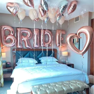 5pcs 32 Inch Rose Gold Bride Letter Foil Balloons Durable Eco-Friendly for Wedding & Valentine’s Day Decorations