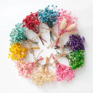 5pcs Mini Preserved Baby’s Breath Bouquet Natural Gypsophila Branches Thanksgiving Valentine’s Day Mother’s Day Christmas