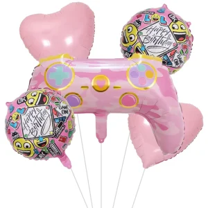 5pcs Set Children Game on OK Happy Birthday Party Kids Toy Game Handle Funny Face Aluminum Foil Balloons for Party