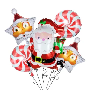 5pcs Set of Santa Claus Merry Christmas Foil Balloon Inflatable Christmas Party Decorations Foil Balloon Set