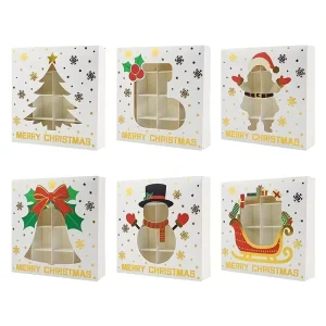 6/12pcs Christmas Gift Boxes with Insert Xmas Gift Box with Window Gift Wrap Box for Eve Holiday Presents Wrapping Halloween