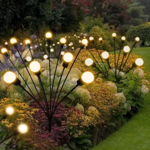6/8/10/16 Led Solar Powered Wind-Powered Swaying Firefly Lamp Landscape Garden Outdoor Rgb Firework Solar Garden Light