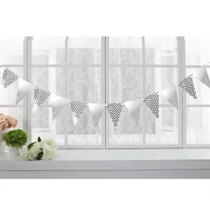 6 Feet Gold Silver Stamping Wavy Stripe Triangle Paper Bunting Garland Blue Pink Black Banner Event Festive Decoration Backdrop