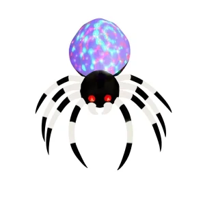 6 Ft Inflatable Spider with Colorful LED Lights and Red Glowing Eyes for Indoor Outdoor Use