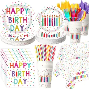 6 Inch Birthday Party Supplies Decorations Kids Paper Plates Disposable Dinnerware Set